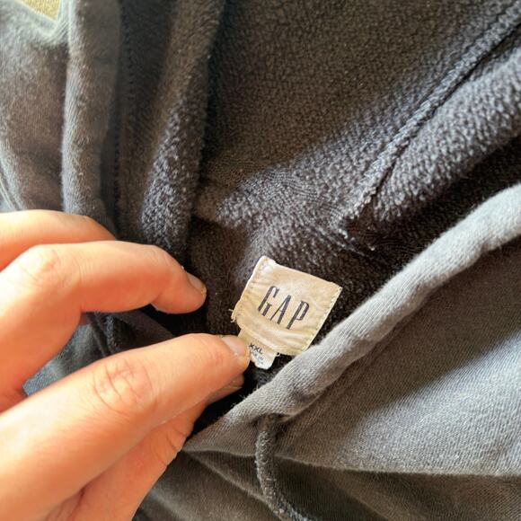 VINTAGE Y2K FADED BLACK BAGGY GAP HOODIE GRUNGE SKATE ESSENTIAL MENS XXL - Picture 4 of 6